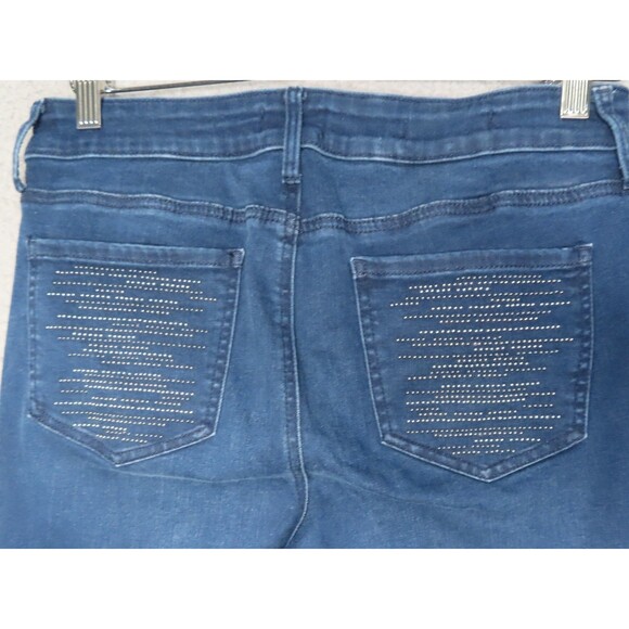 NYDJ Jeans Marilyn Straight Women 10P Petite Blue Rhinestone Lift Tuck Stretch - Picture 4 of 13